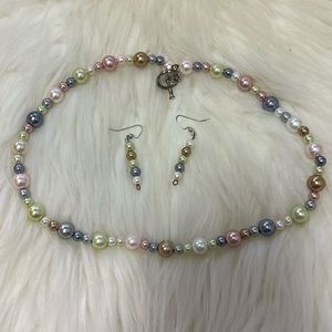 Pastel Colored Beads Necklace and Earring Set